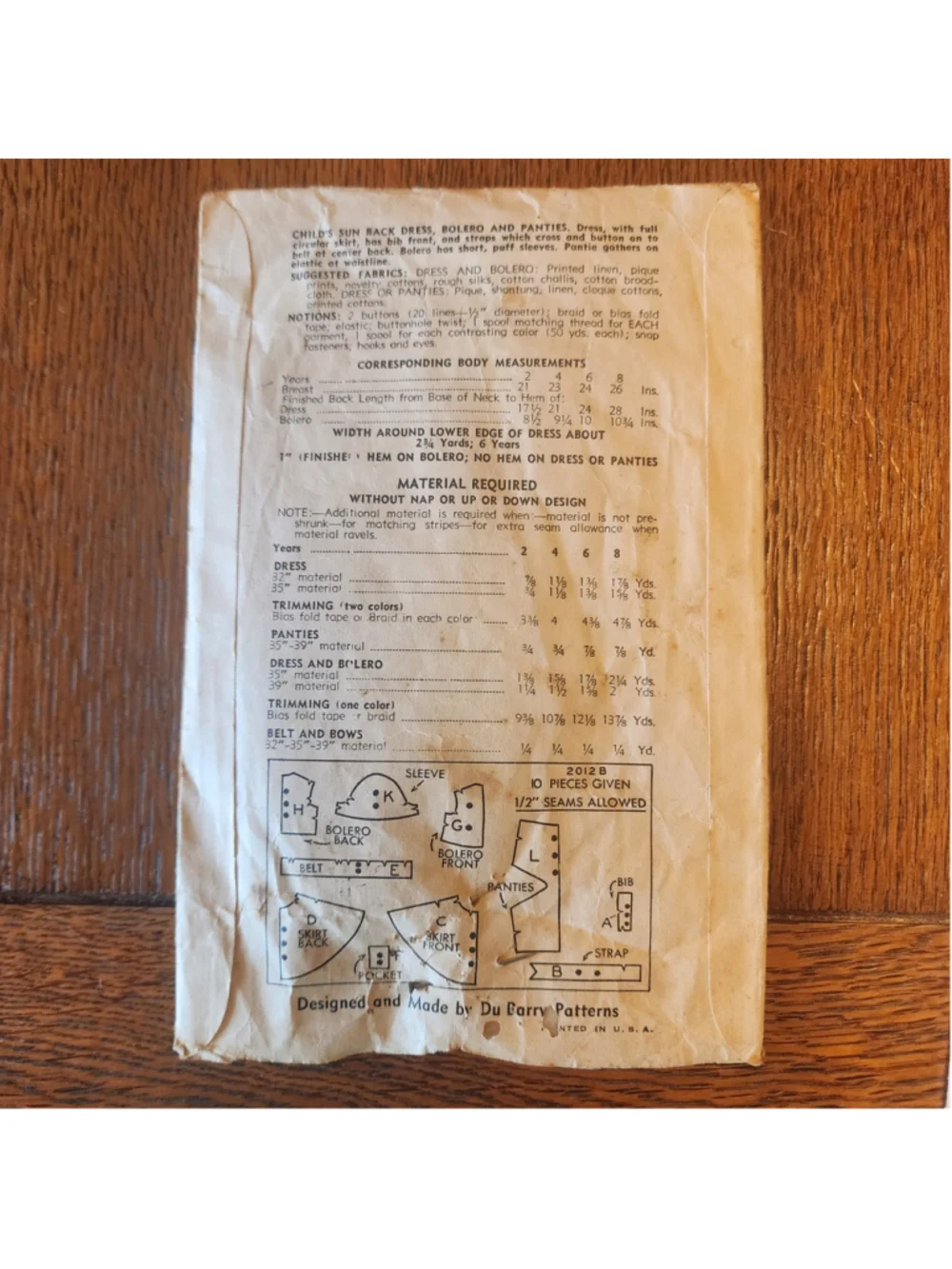 Vintage Du Barry Sewing Pattern Lot Children's Girls Dresses 1940s Cut Complete